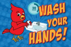 Wash Hands Poster Red Bird