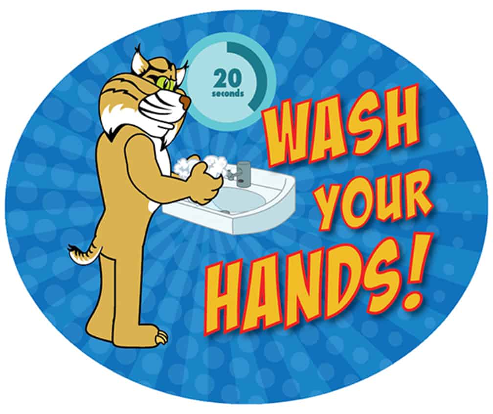 Wash Hands Sticker Wildcat 1