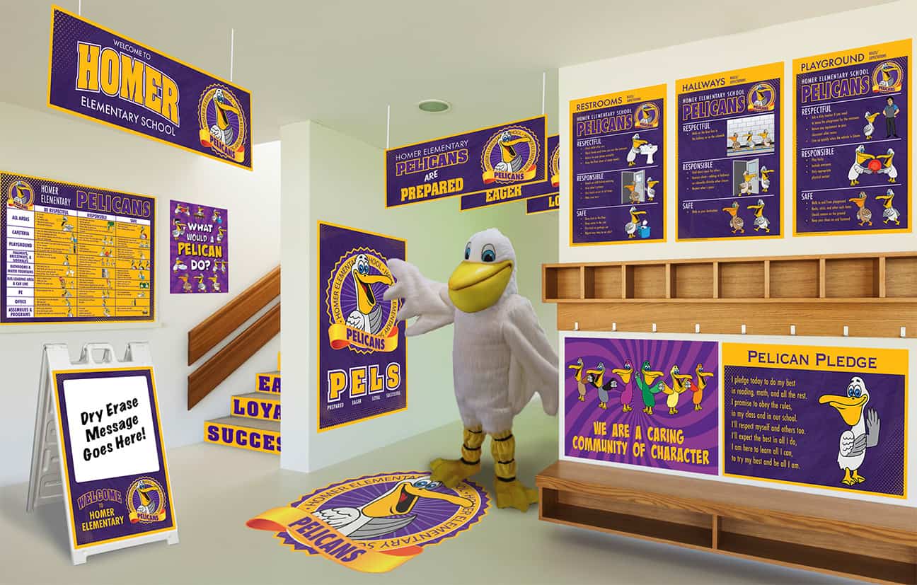Pelican Mascot PBIS Posters Banners