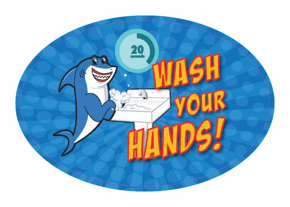 Wash Hands Sticker Shark