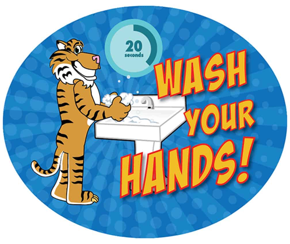 Wash Hands Sticker Tiger 1