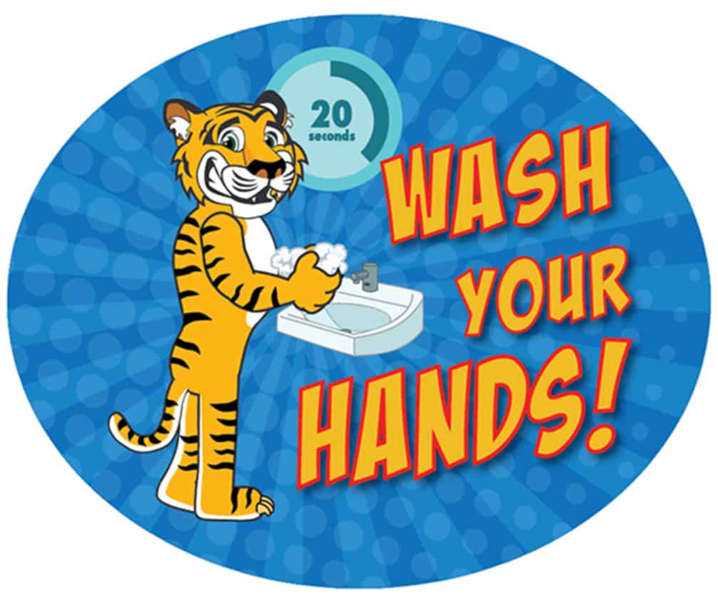 Wash Hands Sticker Tiger 2