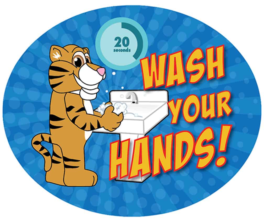Wash Hands Sticker Tiger Cub