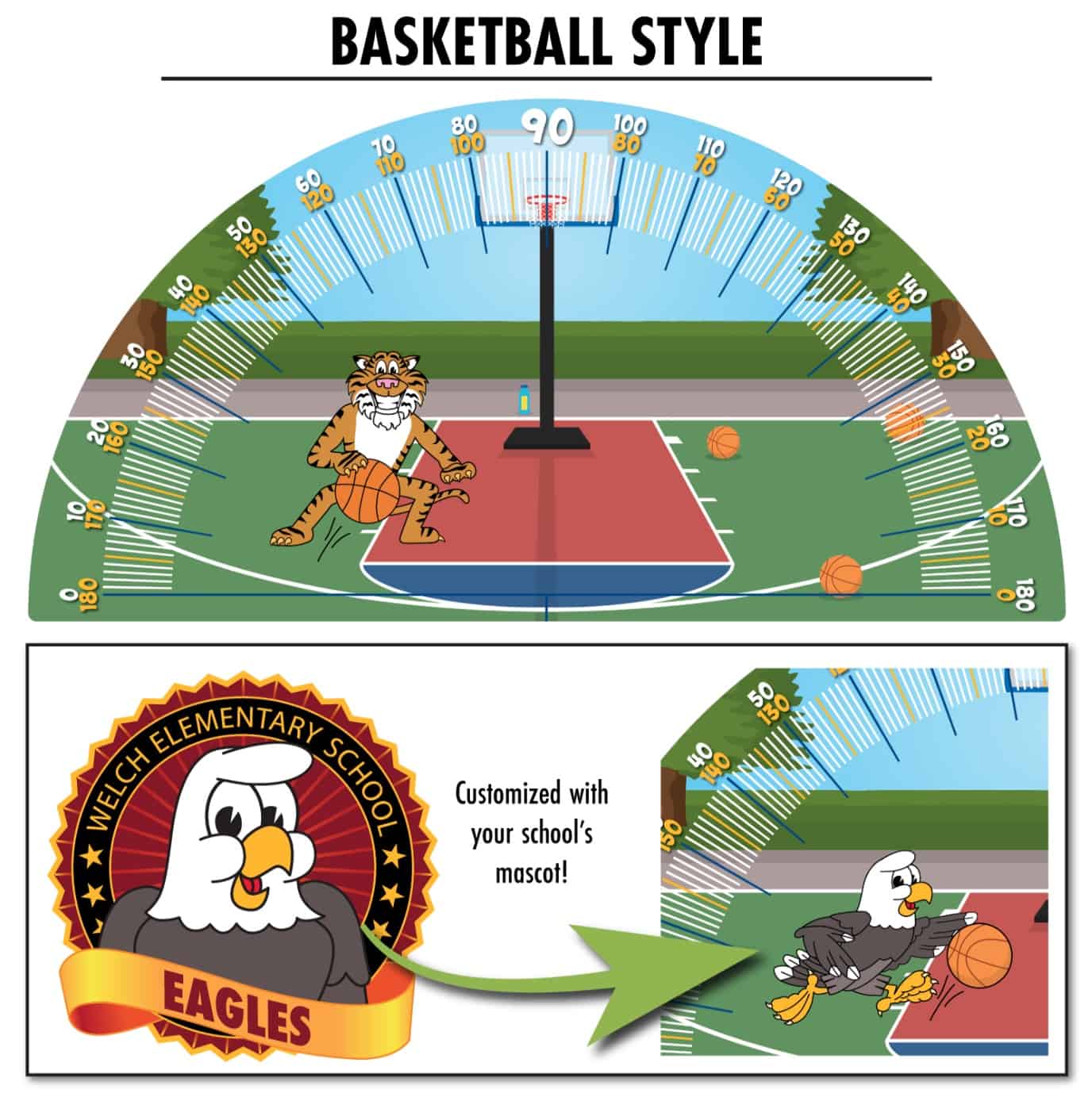 Basketball Protractor Floor Sticker